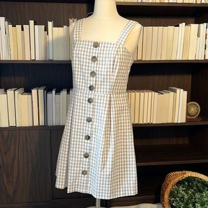 Pink Martini Jane Says Cream Gingham Button Down Mini Sundress